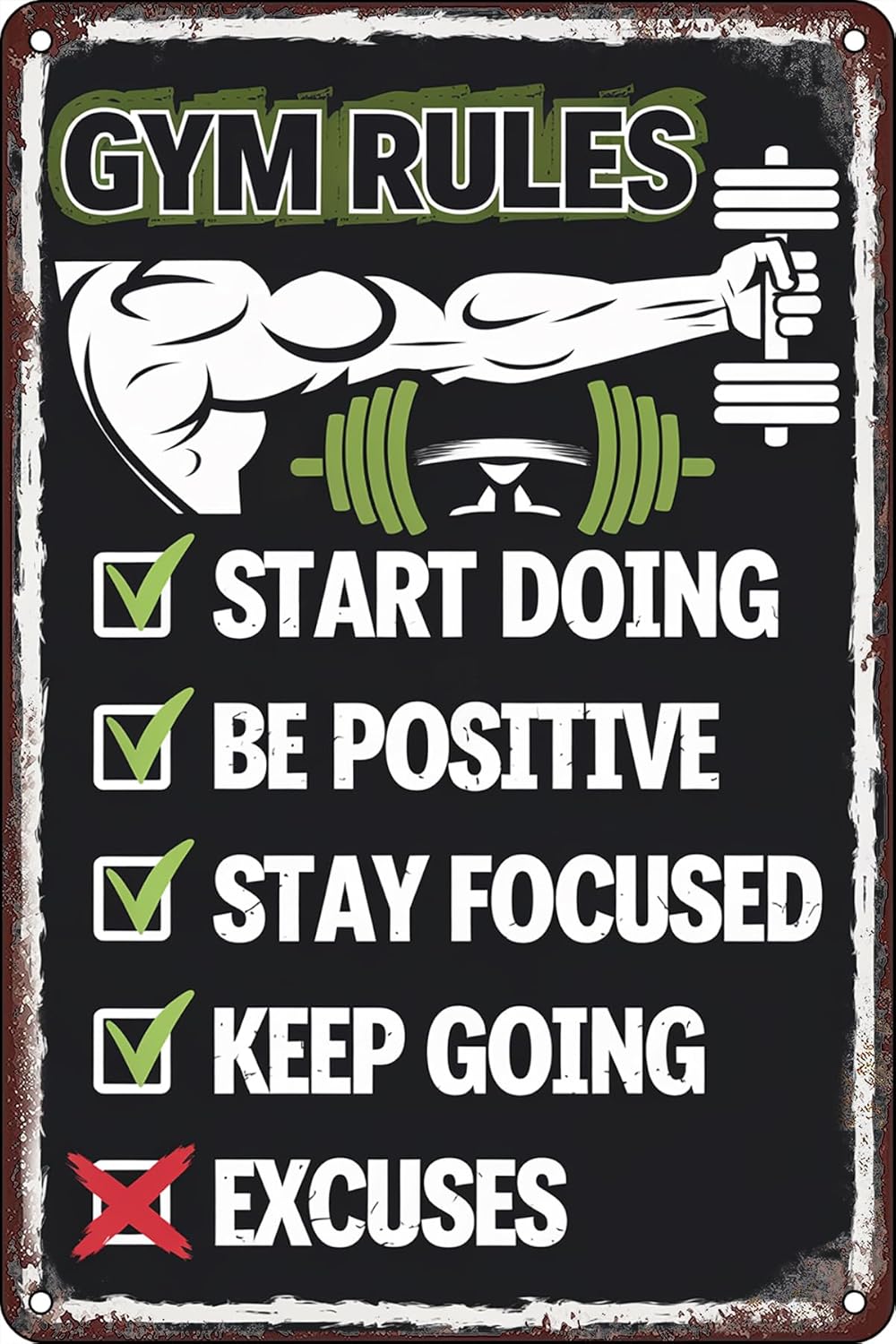 Home Gym Quotes - Gym Rules Vintage Metal Tin Signs