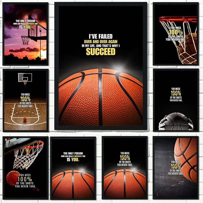 Home Gym Quotes - Basketball Inspirational Quote Canvas Painting Modern