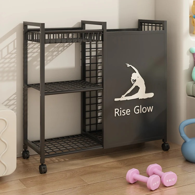 Home Gym Yoga Storage - Mobile Fitness Cart with Wheels -