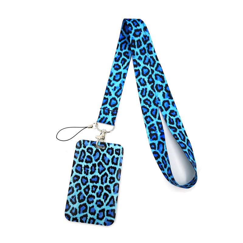 Home Gym Aesthetic - Blue Leopard Print Key lanyard Car