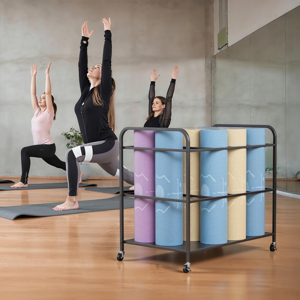 Home Gym Yoga Storage - Yoga Mat Storage Rack with Wheels,