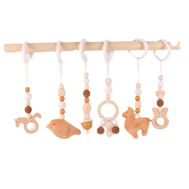 Home Gym Aesthetic - 6Pcs Wooden Baby Toys Wooden Beech