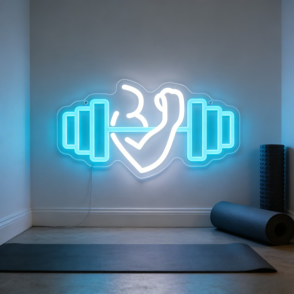 Home Gym Quotes - Bicep Dumbbell Neon Sign LED Wall