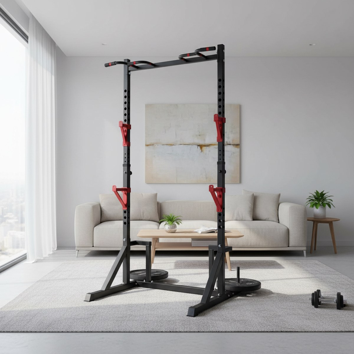 Adjustable Power Rack with Pul - Home Gym Fitness recension och pris