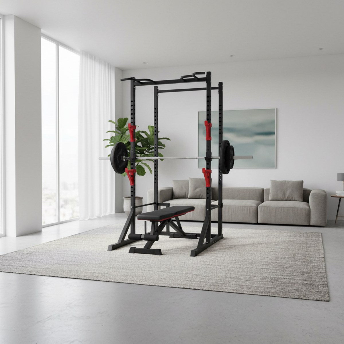 Adjustable Power Rack with Pul - Home Gym Fitness recension och pris