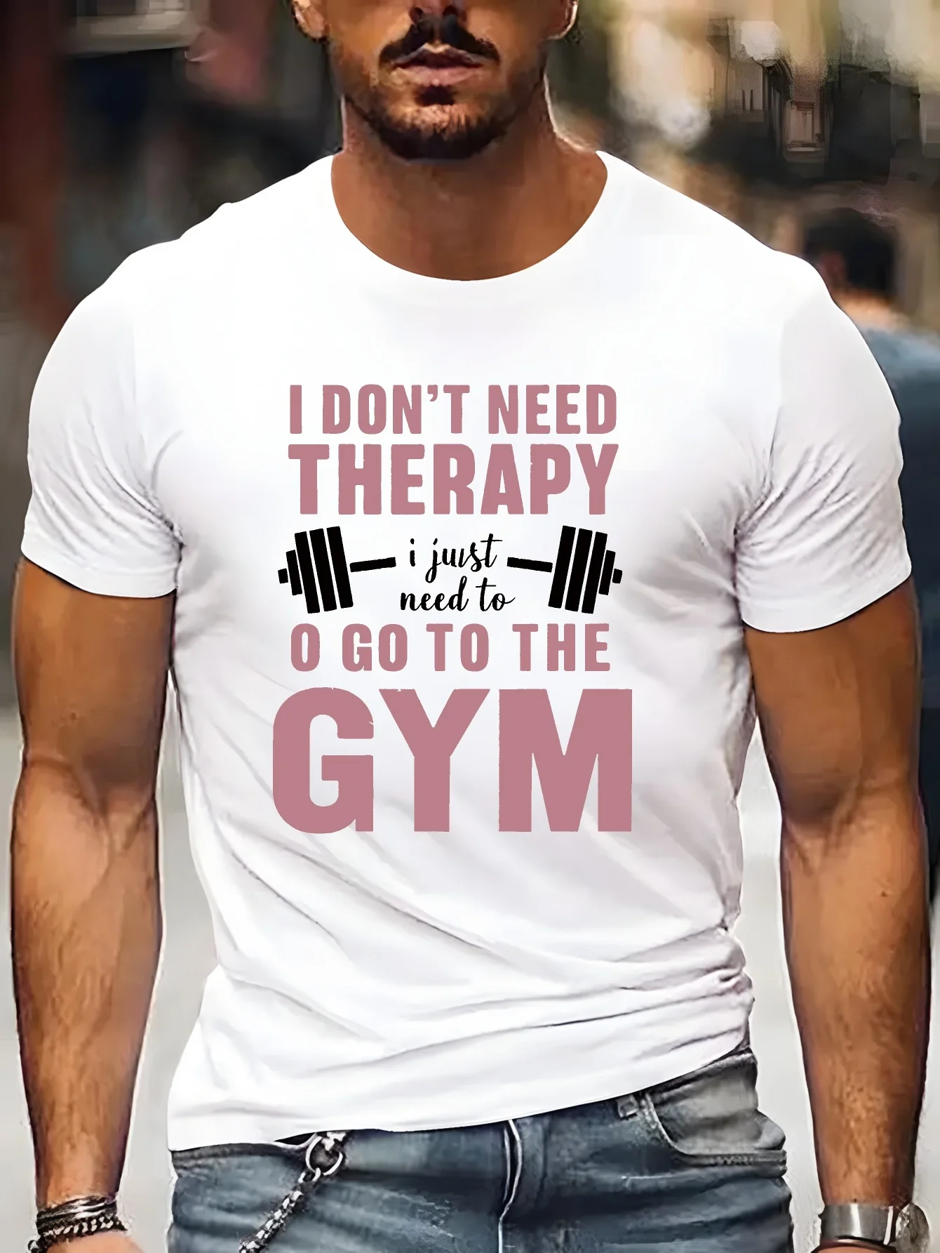 Men Black Tee Therapy Gym Dumb - Home Gym Quotes recension och pris