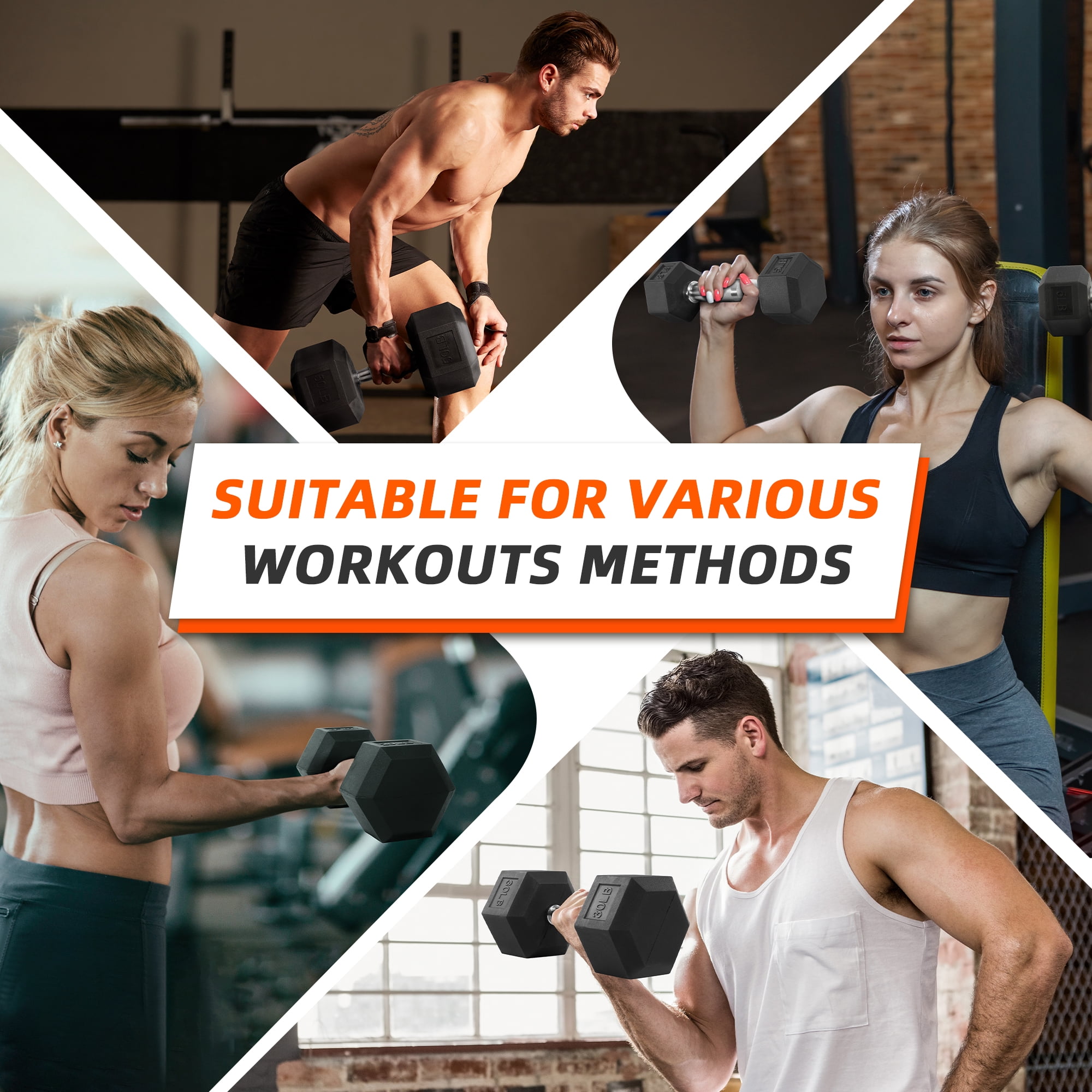 Rubber Coated Hex Dumbbell 10  - Hex Dumbbell Set recension och pris
