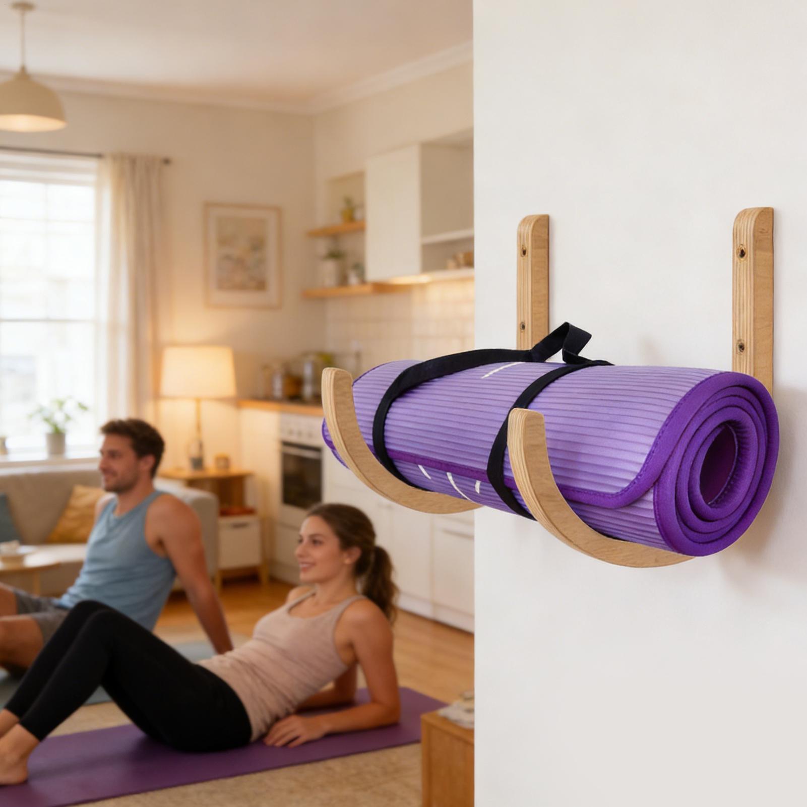 Wooden Yoga Mat Holder Wall Mo - Home Gym Yoga Storage recension och pris