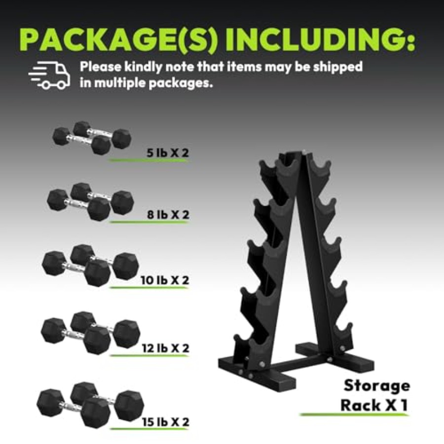 Rubber Coated Hex Dumbbell Set - Hex Dumbbell Set recension och pris