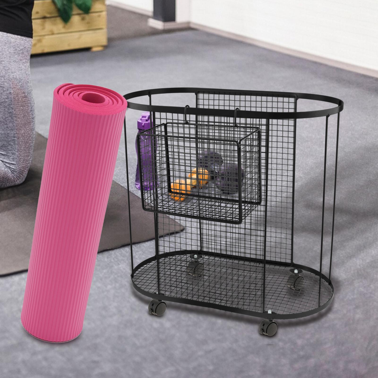 Metal Gym Organizer with Wheel - Home Gym Yoga Storage recension och pris