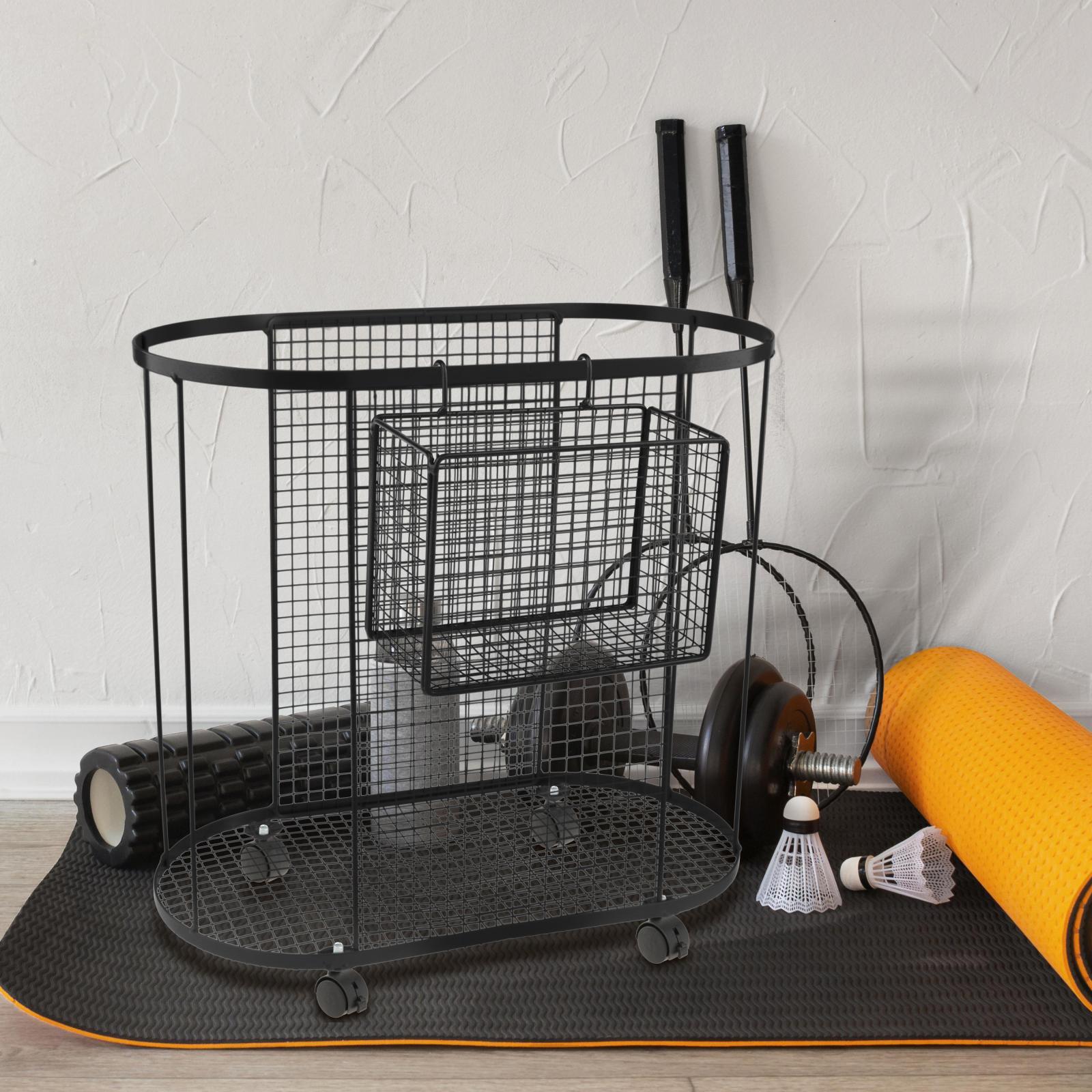 Metal Gym Organizer with Wheel - Home Gym Yoga Storage recension och pris