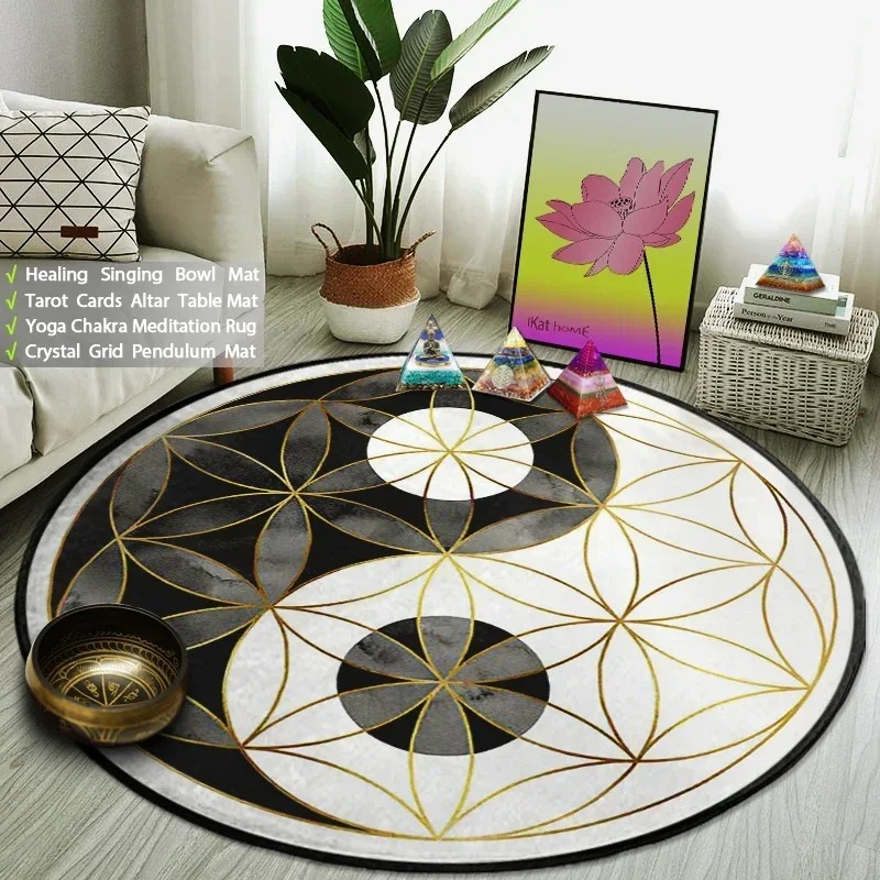 Yin Yang Taiji Round Rug Flowe - Home Gym Aesthetic recension och pris