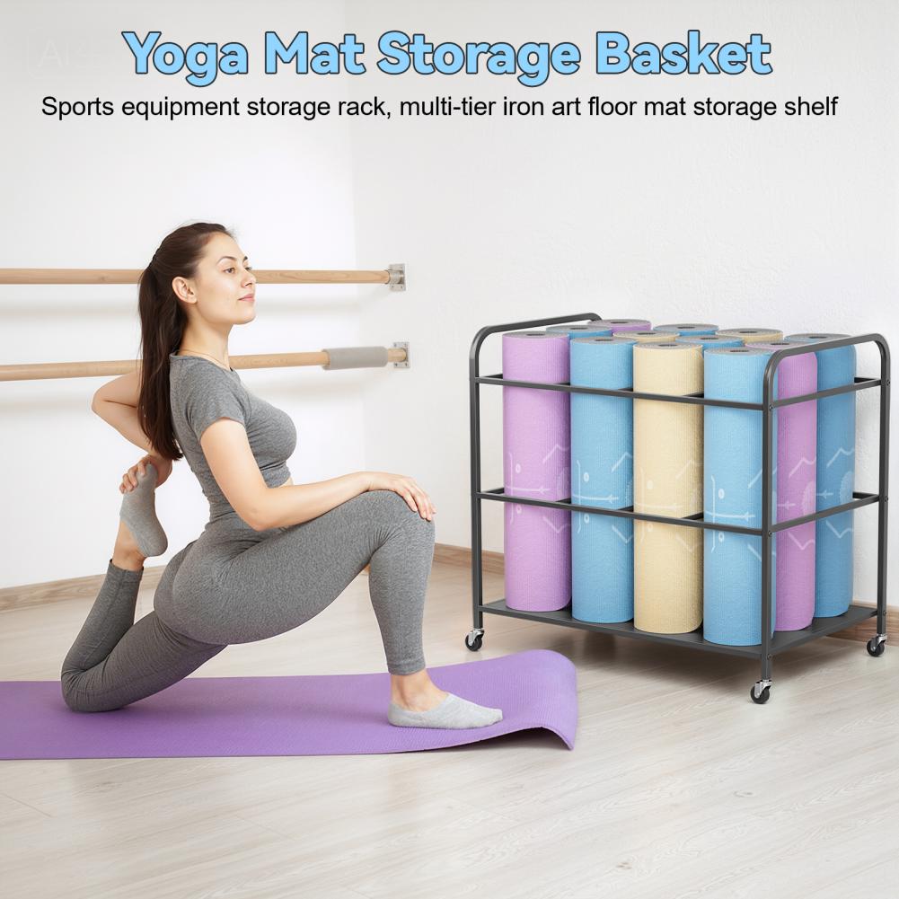 Yoga Mat Storage Rack with Whe - Home Gym Yoga Storage recension och pris