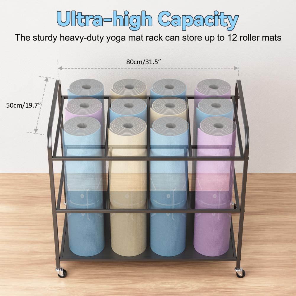 Yoga Mat Storage Rack with Whe - Home Gym Yoga Storage recension och pris