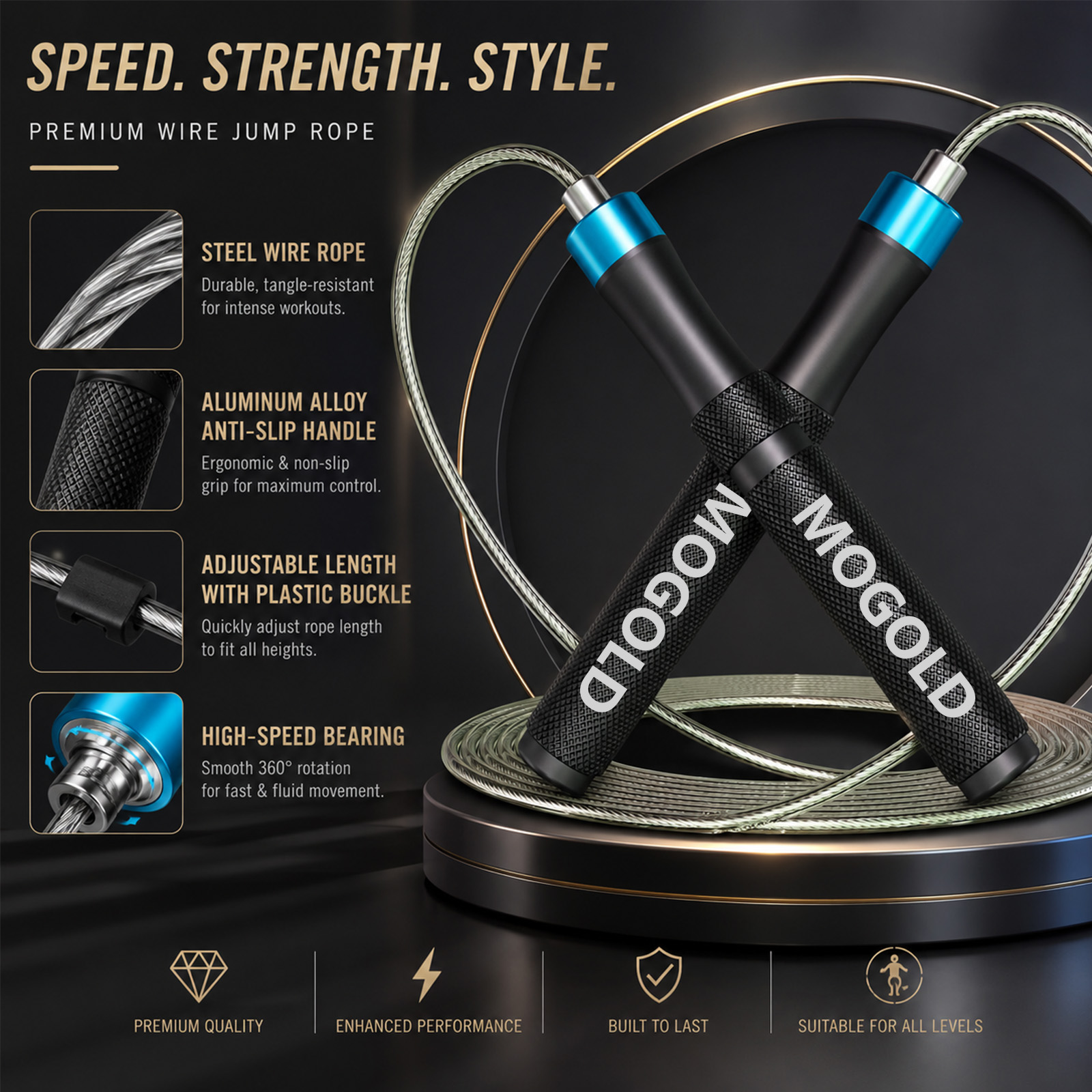 MOGOLD Professional Speed Jump - Jump Rope Bearing recension och pris