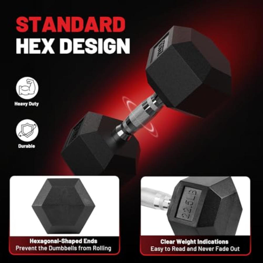 HEX Dumbbell Set 2.5-125lb Rub - Hex Dumbbell Set recension och pris