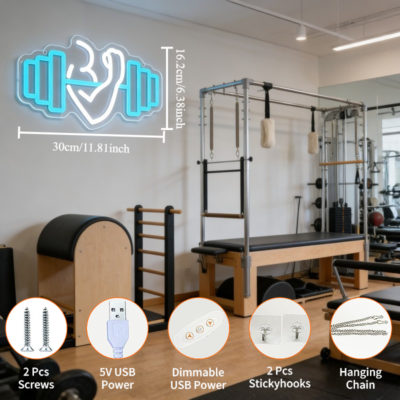 Bicep Dumbbell Neon Sign LED W - Home Gym Quotes recension och pris