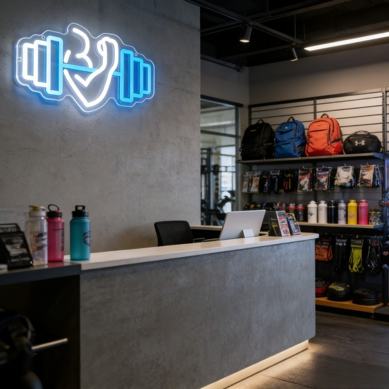 Bicep Dumbbell Neon Sign LED W - Home Gym Quotes recension och pris